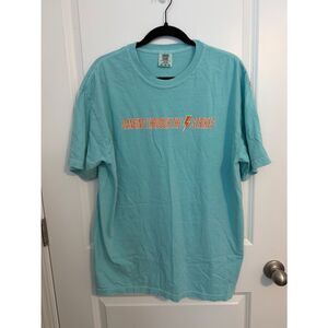 Comfort Colors Aqua Short Sleeve Tee with Orange Lightning Text